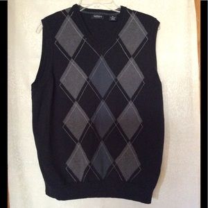 VAN HEUSEN Black Argyle Grey and Slate Blue, Vest